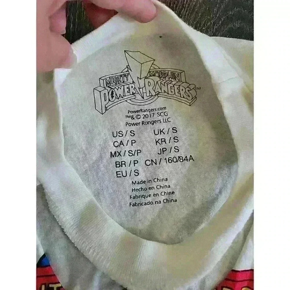 Power Rangers Women's Blouse Cut Out Front Short Sleeve Size S‎ White Graphic T - Picture 3 of 6